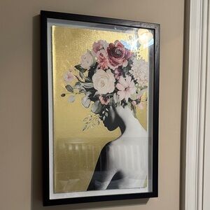 Marmont Floral Silhouette Wall Art with Black Frame